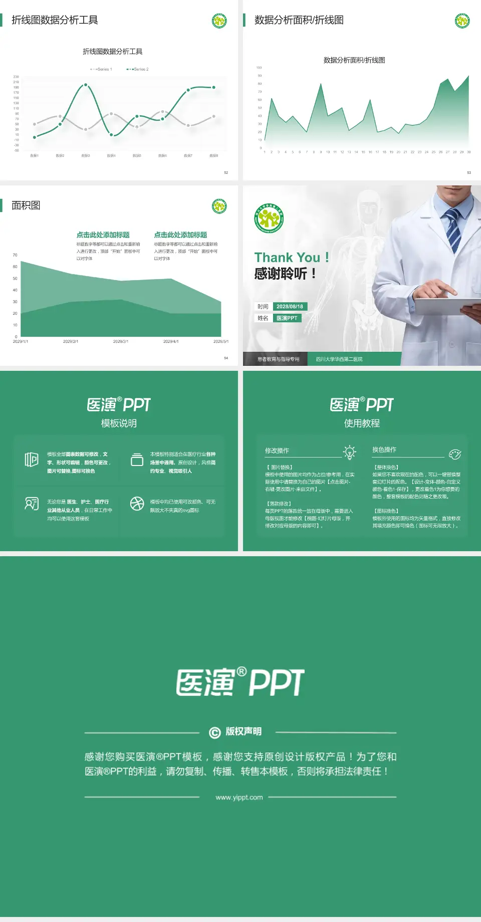 四川大学华西第二医院患者教育与指导PPT模板4:3格式幻灯片预览图7