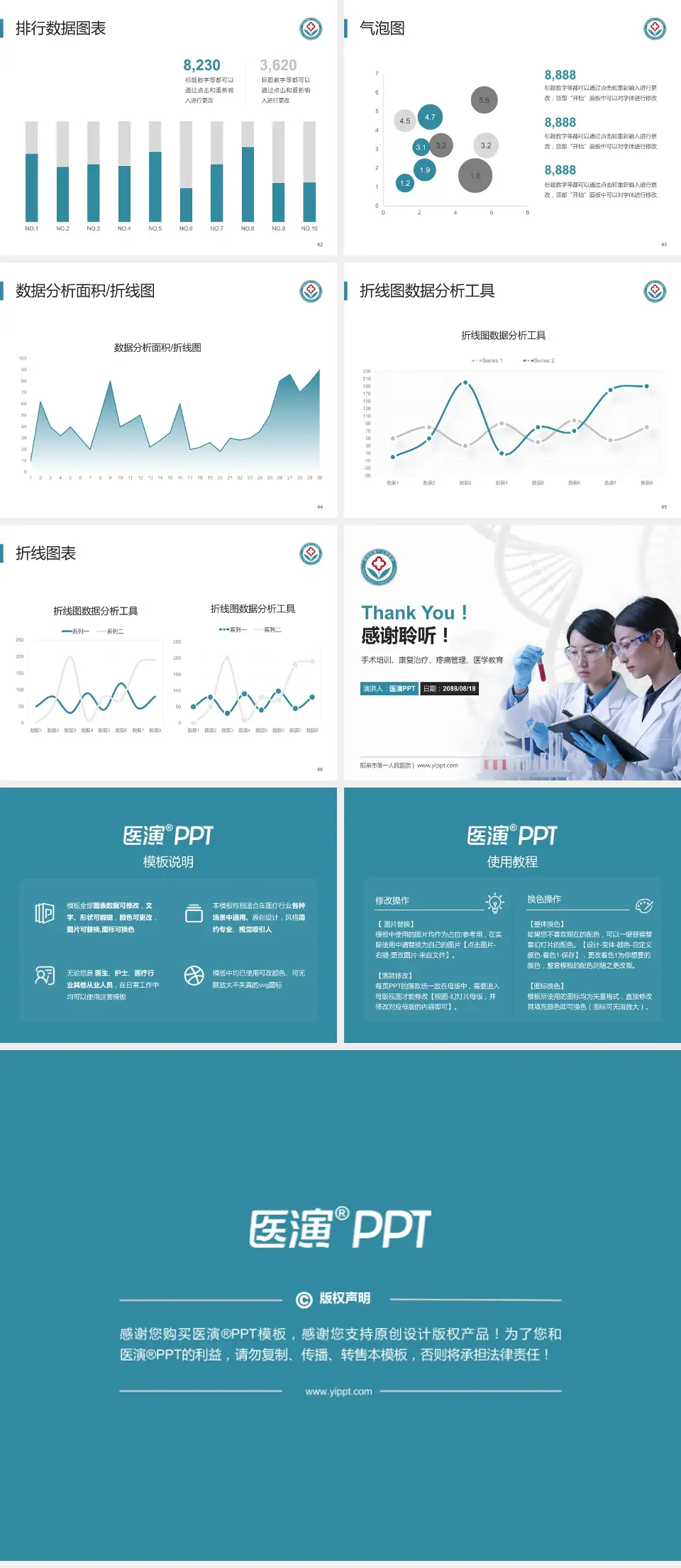 阳泉市第一人民医院科研成果展示PPT模板4:3格式幻灯片预览图6