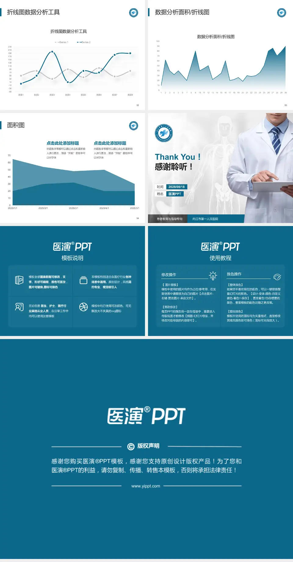 内江市第一人民医院患者教育与指导PPT模板4:3格式幻灯片预览图7