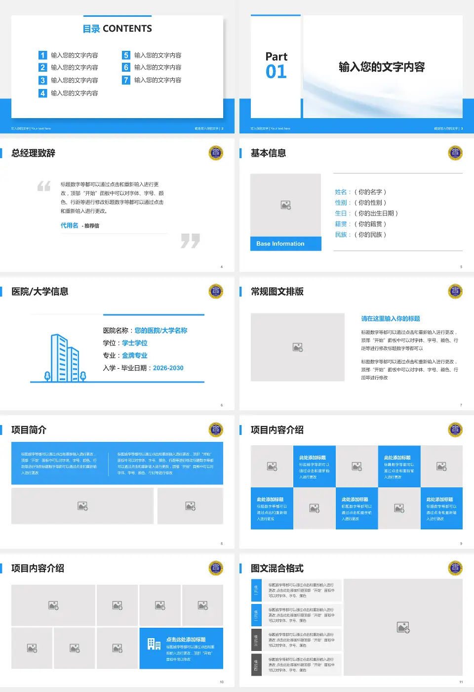 南充市中心医院顺庆院区个人求职应聘简历PPT模板16:9格式幻灯片预览图2
