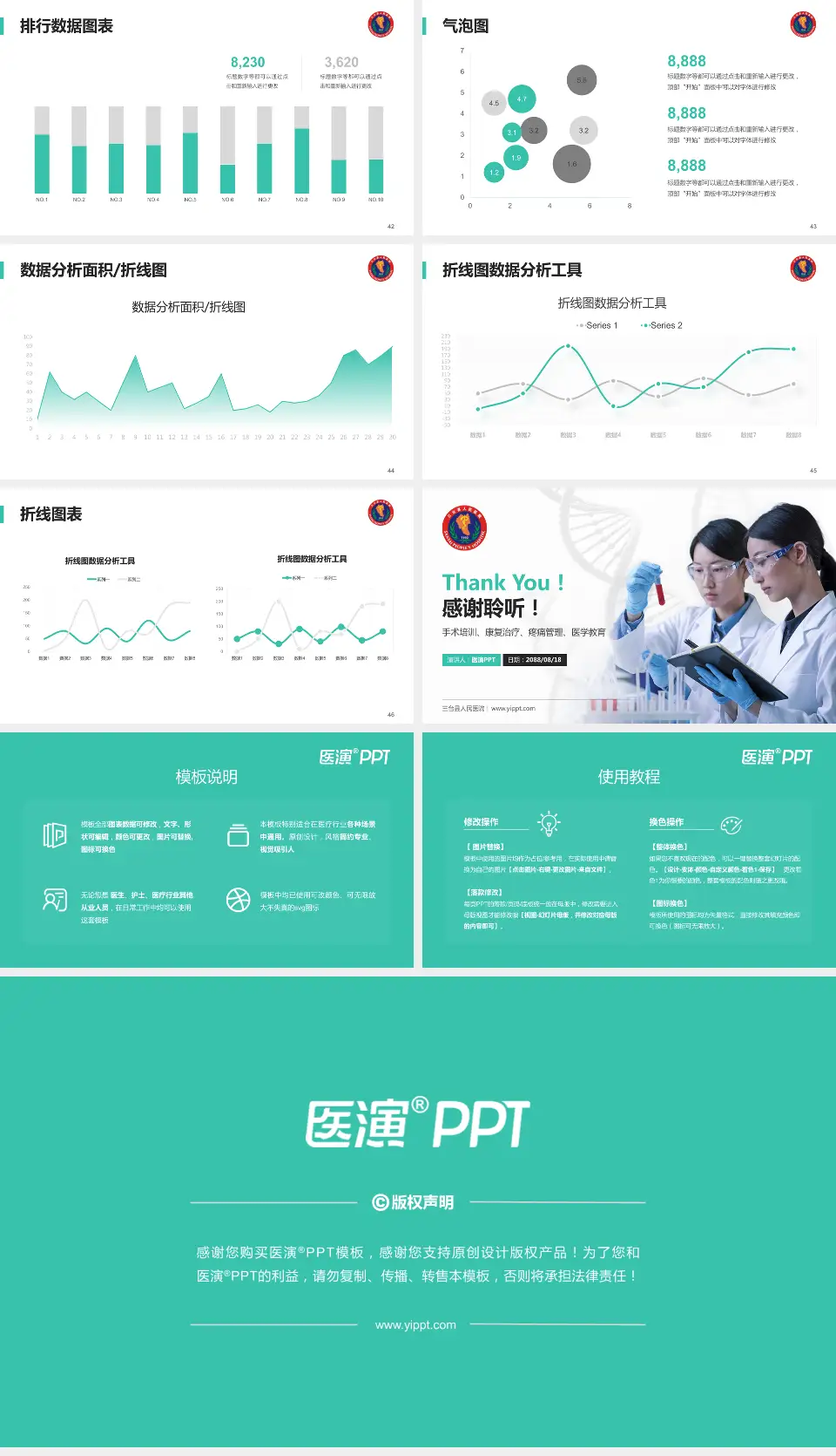 三台县人民医院科研成果展示PPT模板16:9格式幻灯片预览图6