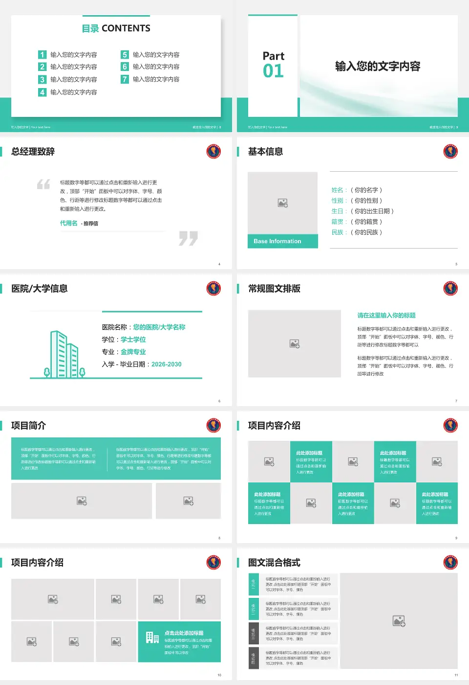 三台县人民医院个人求职应聘简历PPT模板16:9格式幻灯片预览图2
