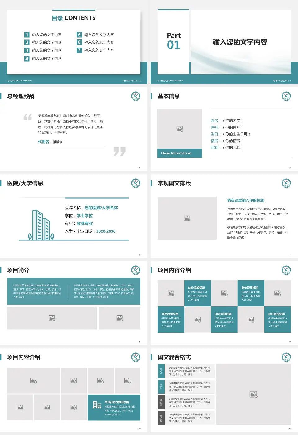 叙永县人民医院个人求职应聘简历PPT模板16:9格式幻灯片预览图2