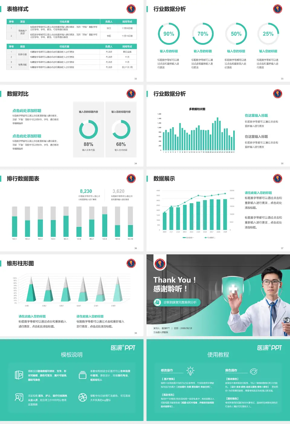 三台县人民医院医疗知识普及PPT模板16:9格式幻灯片预览图5