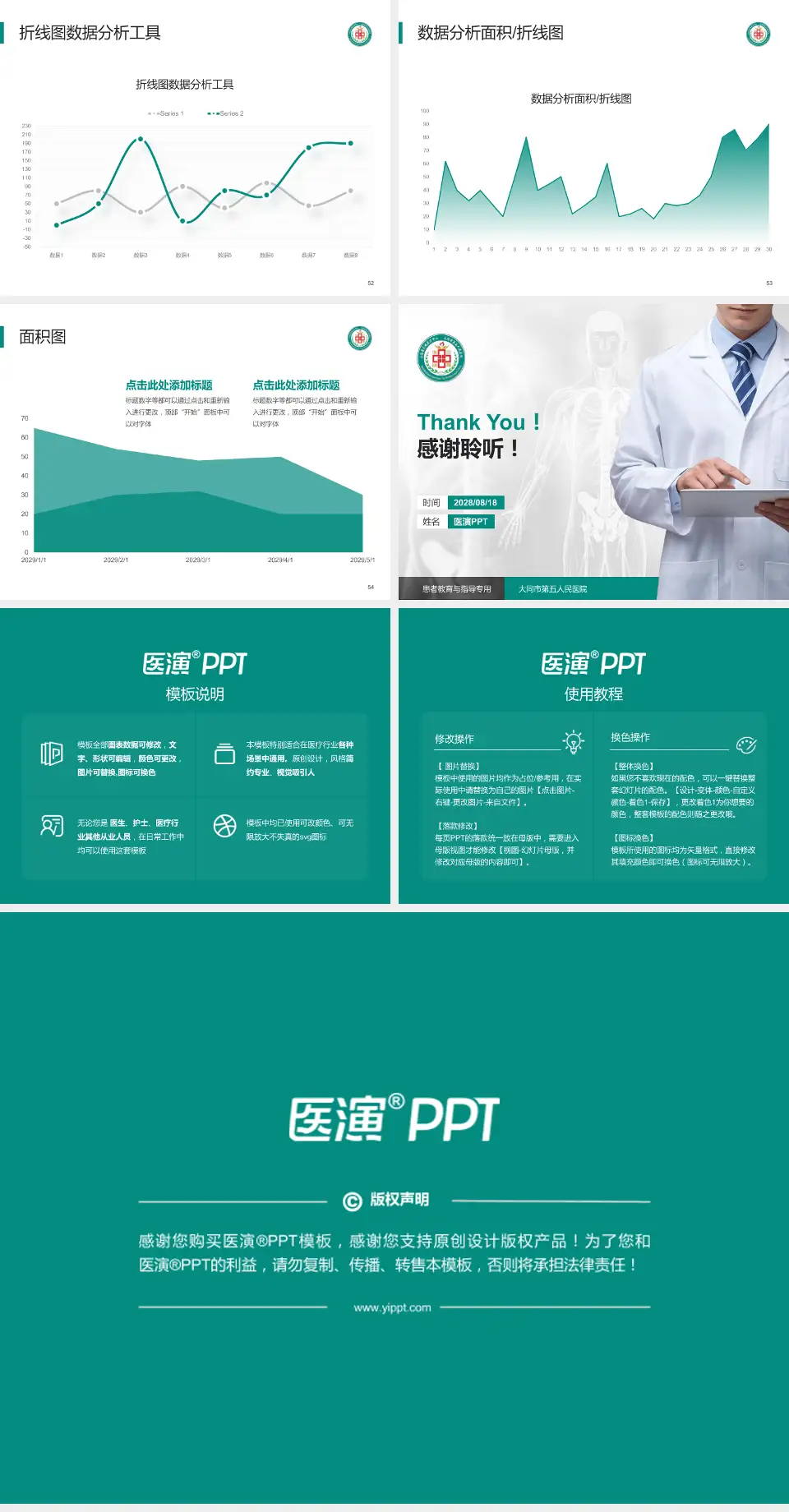 大同市第五人民医院患者教育与指导PPT模板4:3格式幻灯片预览图7