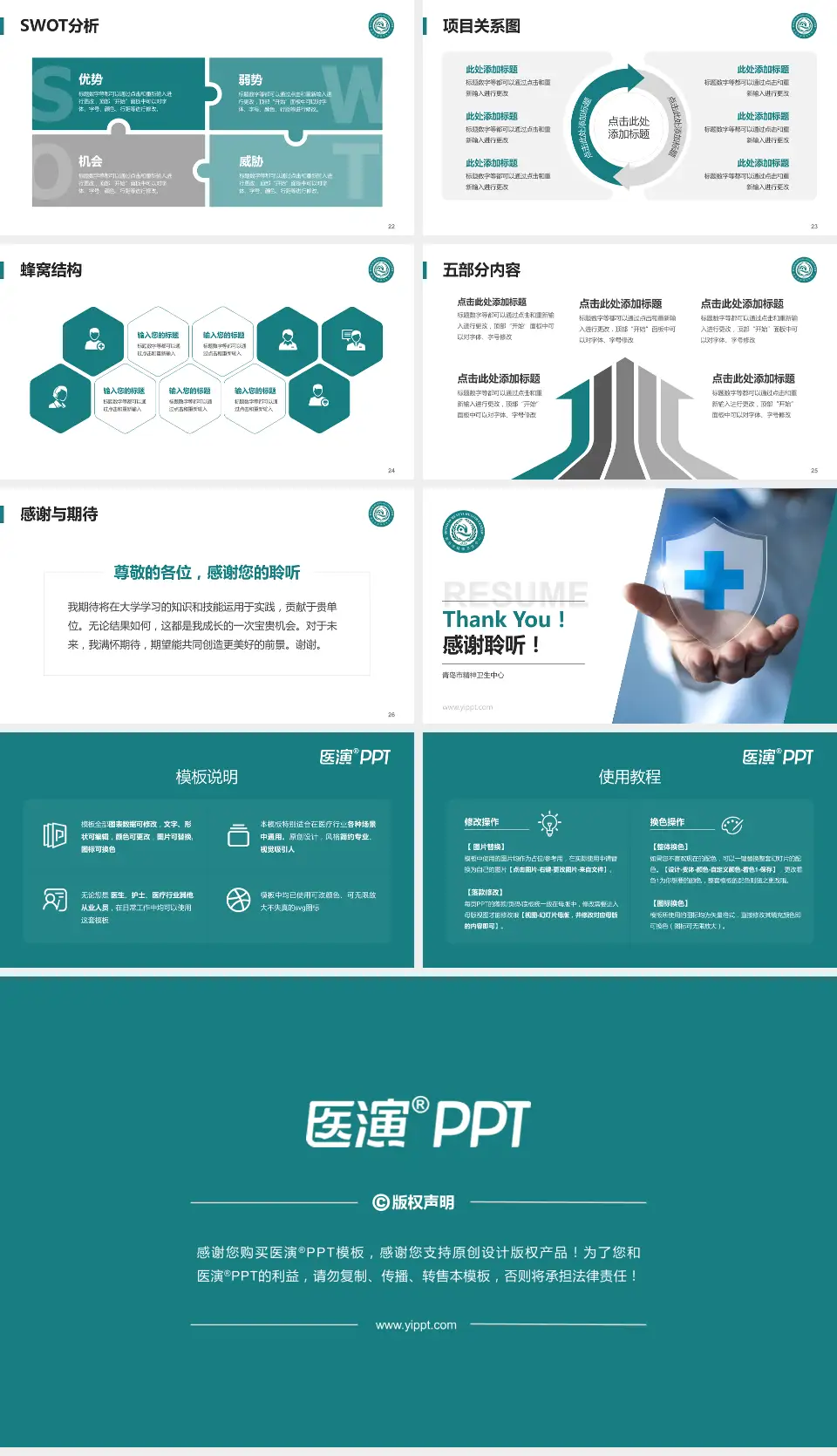 青岛市精神卫生中心个人求职应聘简历PPT模板16:9格式幻灯片预览图4