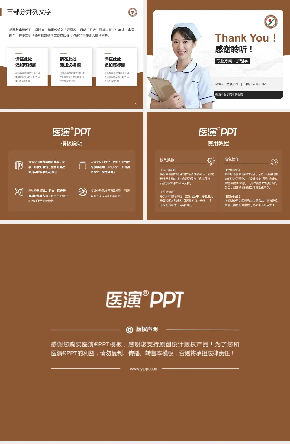 山西中医学院附属医院护理专业职业生涯规划PPT模板4:3格式幻灯片预览图6