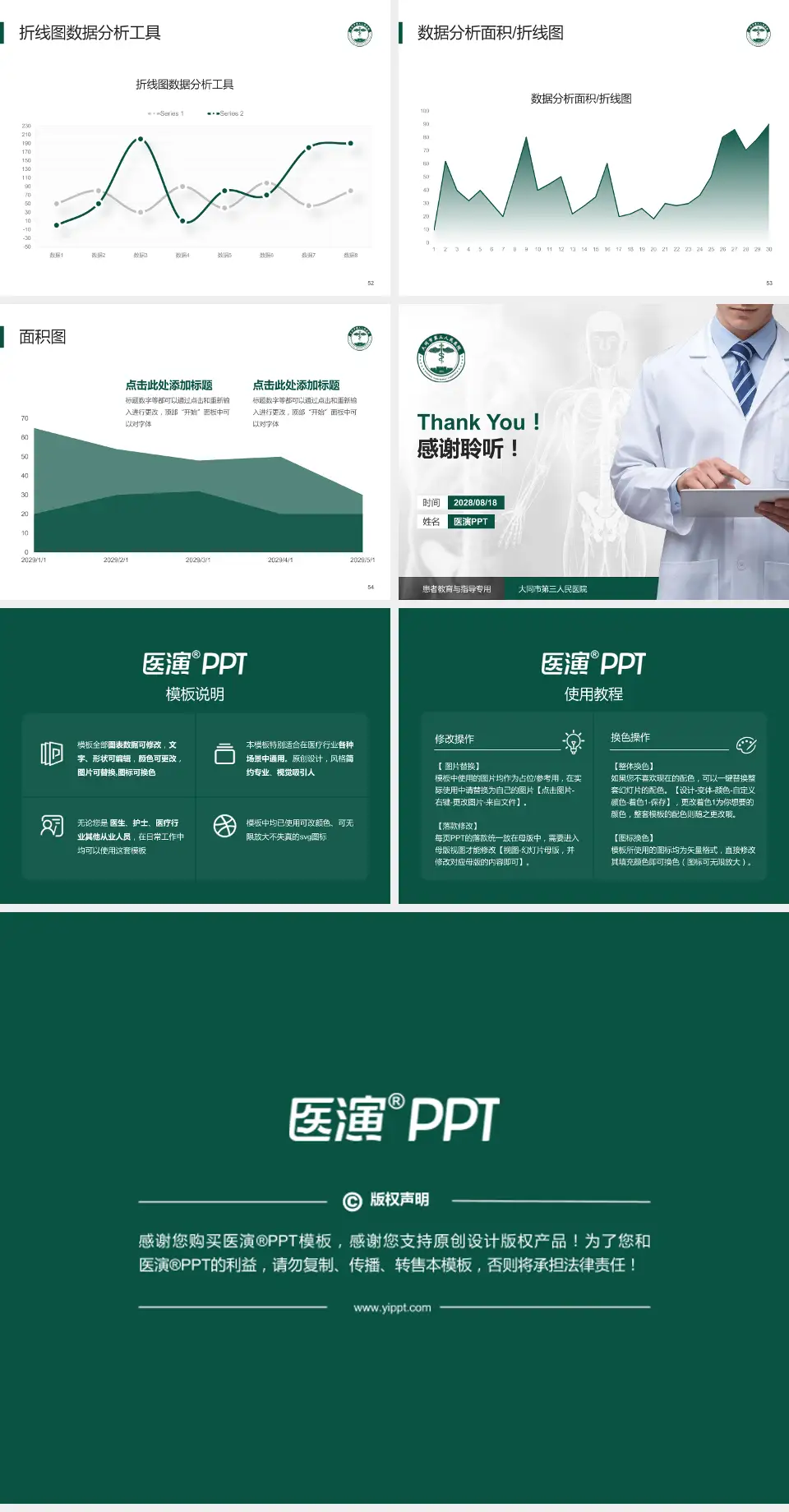 大同市第三人民医院患者教育与指导PPT模板4:3格式幻灯片预览图7