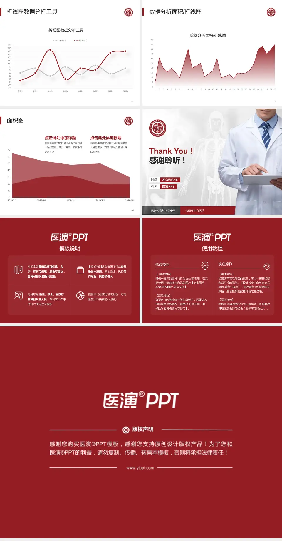 太原市中心医院患者教育与指导PPT模板4:3格式幻灯片预览图7