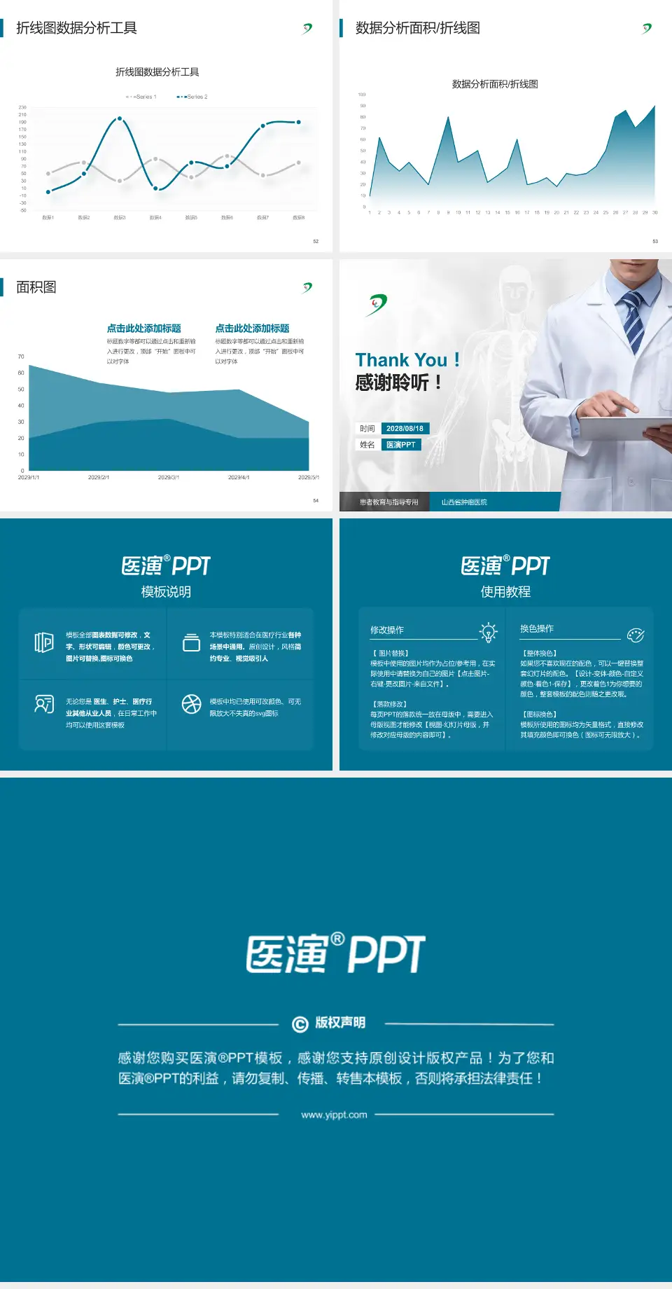山西省肿瘤医院患者教育与指导PPT模板4:3格式幻灯片预览图7