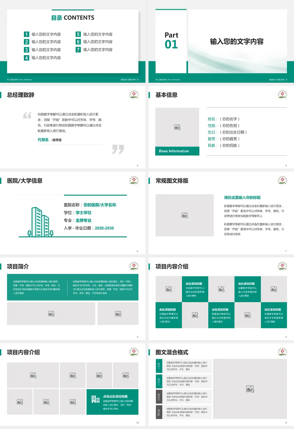 青岛市中心医院个人求职应聘简历PPT模板16:9格式幻灯片预览图2