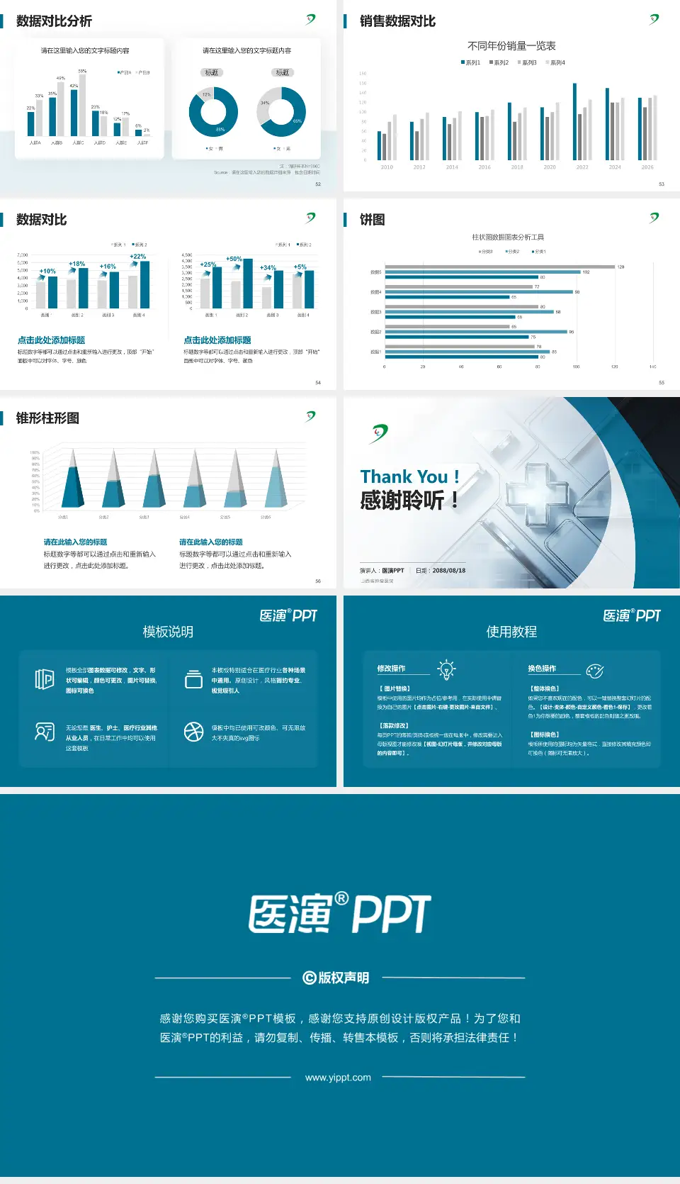 山西省肿瘤医院医疗行业比赛专用PPT模板16:9格式幻灯片预览图7