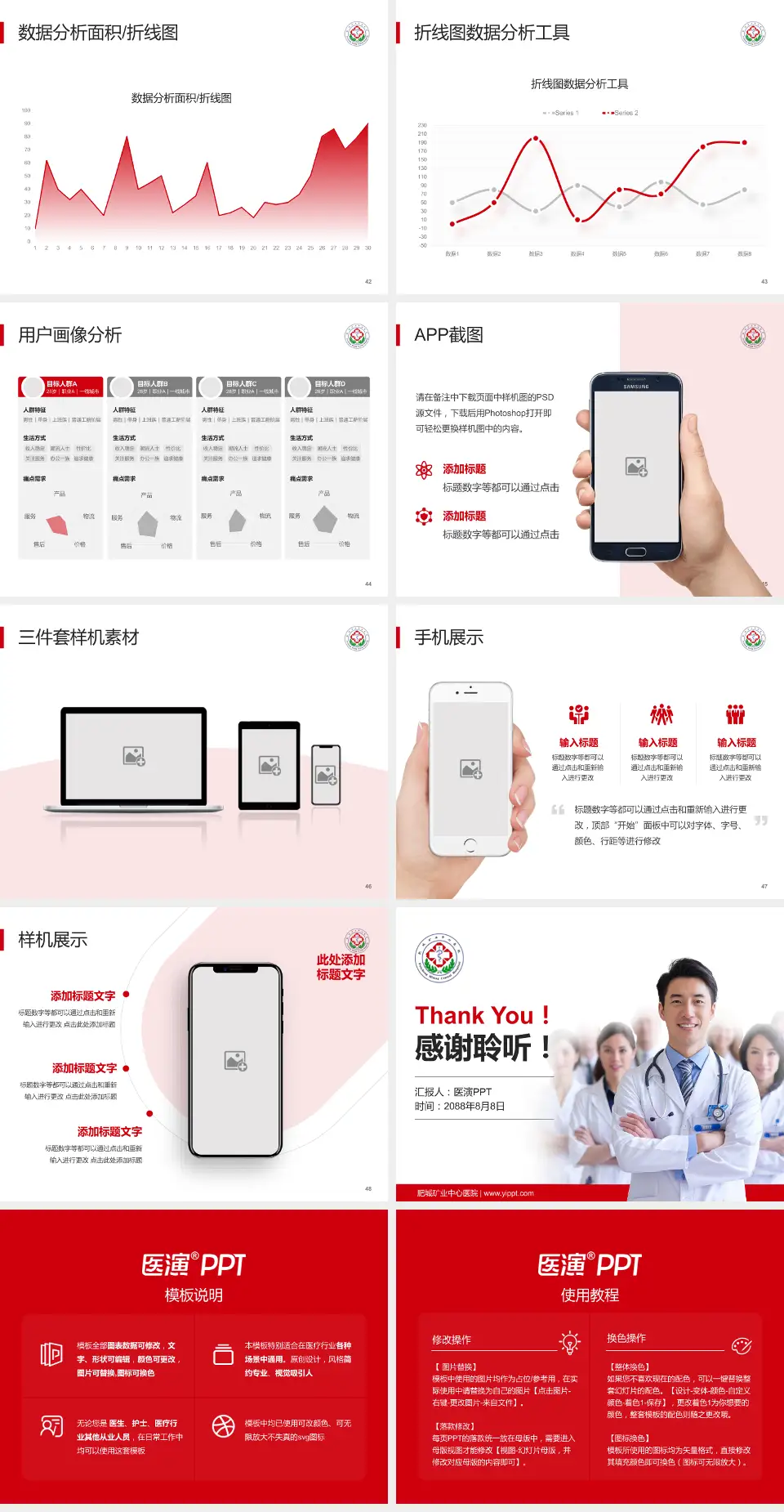 肥城矿业中心医院科室介绍与推广PPT模板4:3格式幻灯片预览图6