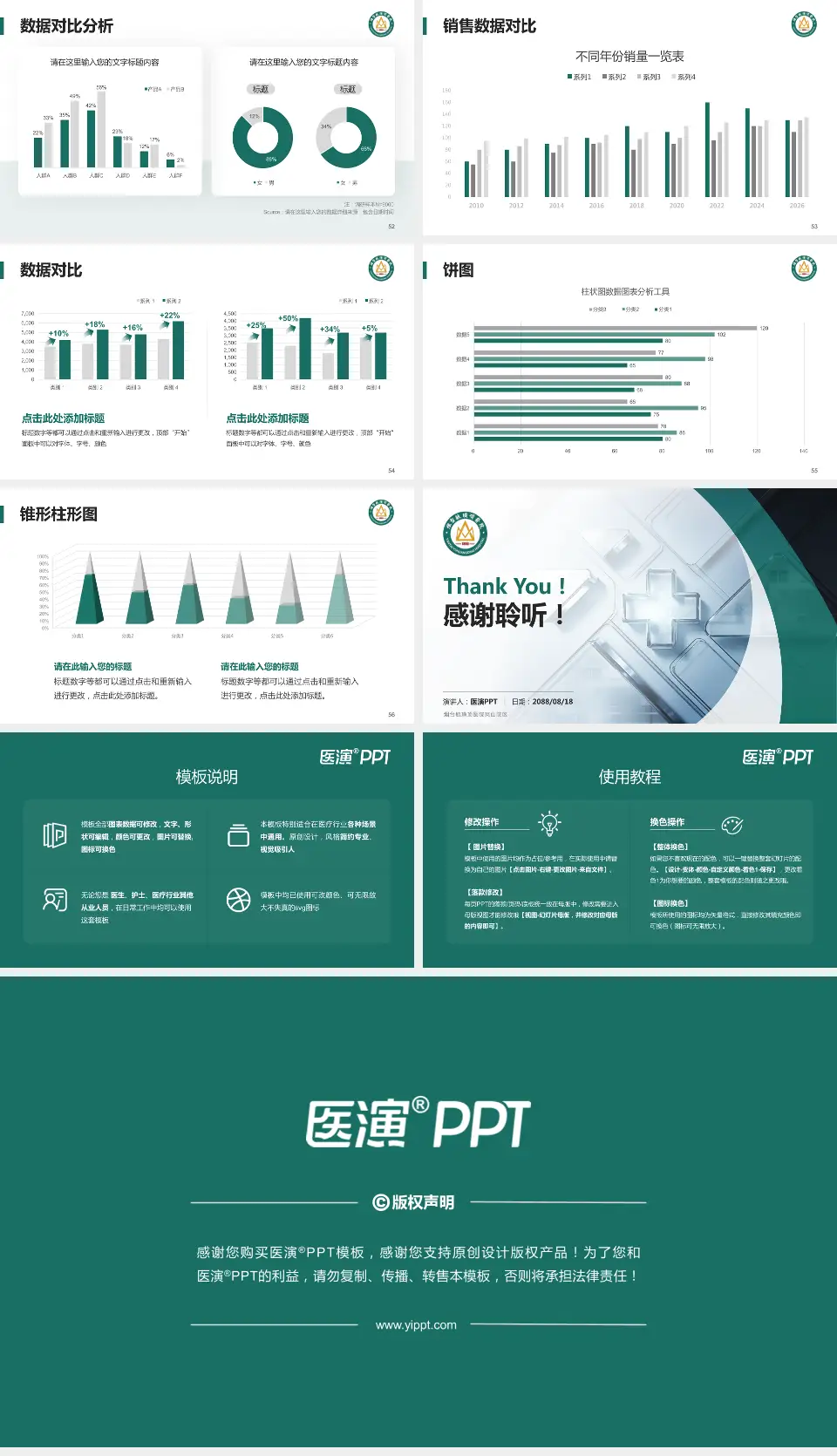 烟台毓璜顶医院莱山院区医疗行业比赛专用PPT模板16:9格式幻灯片预览图7