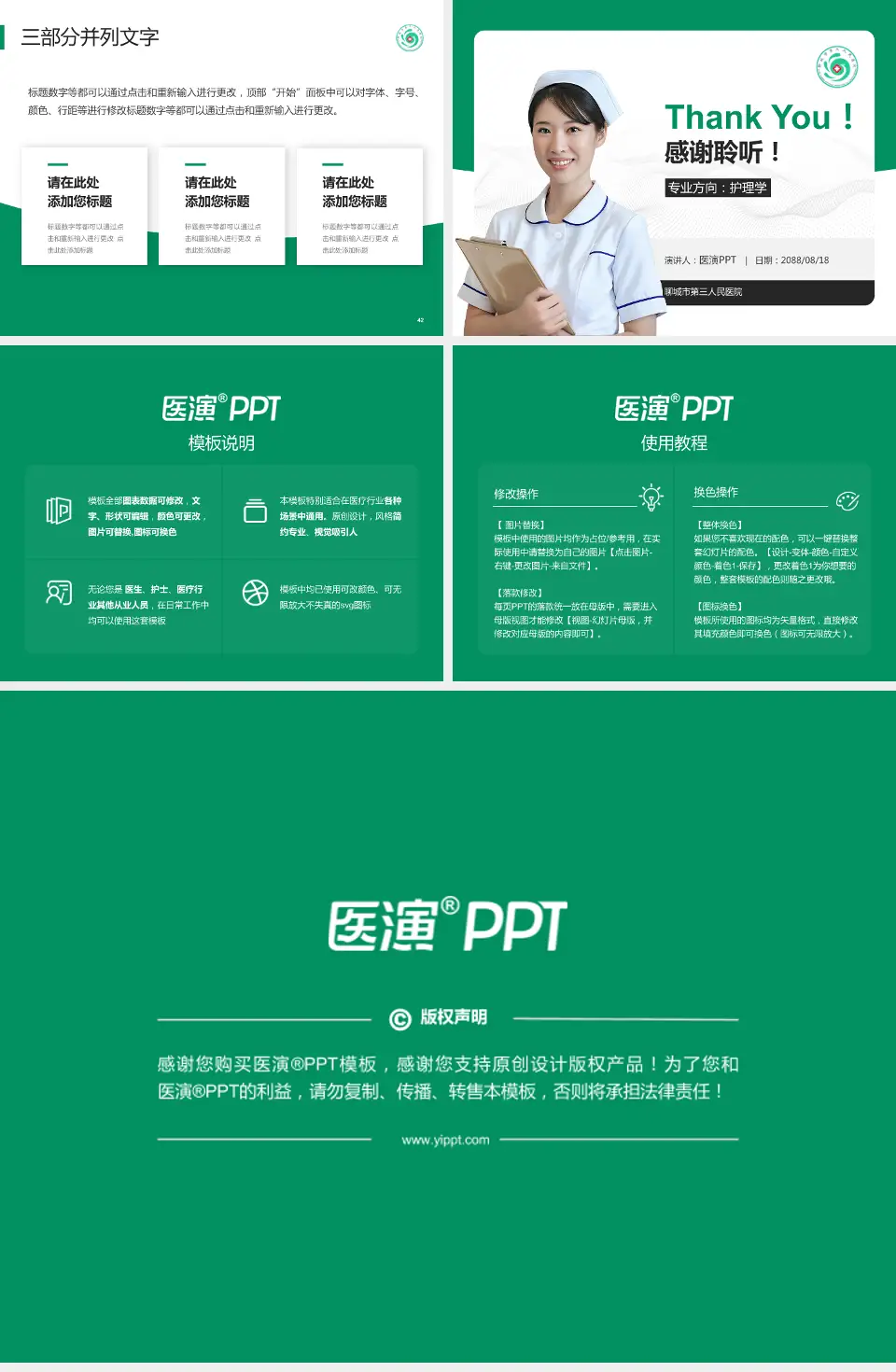 聊城市第三人民医院护理专业职业生涯规划PPT模板4:3格式幻灯片预览图6