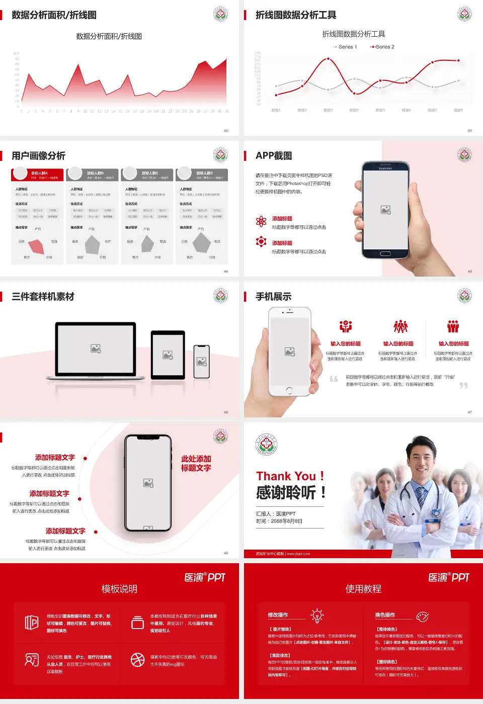 肥城矿业中心医院科室介绍与推广PPT模板16:9格式幻灯片预览图6