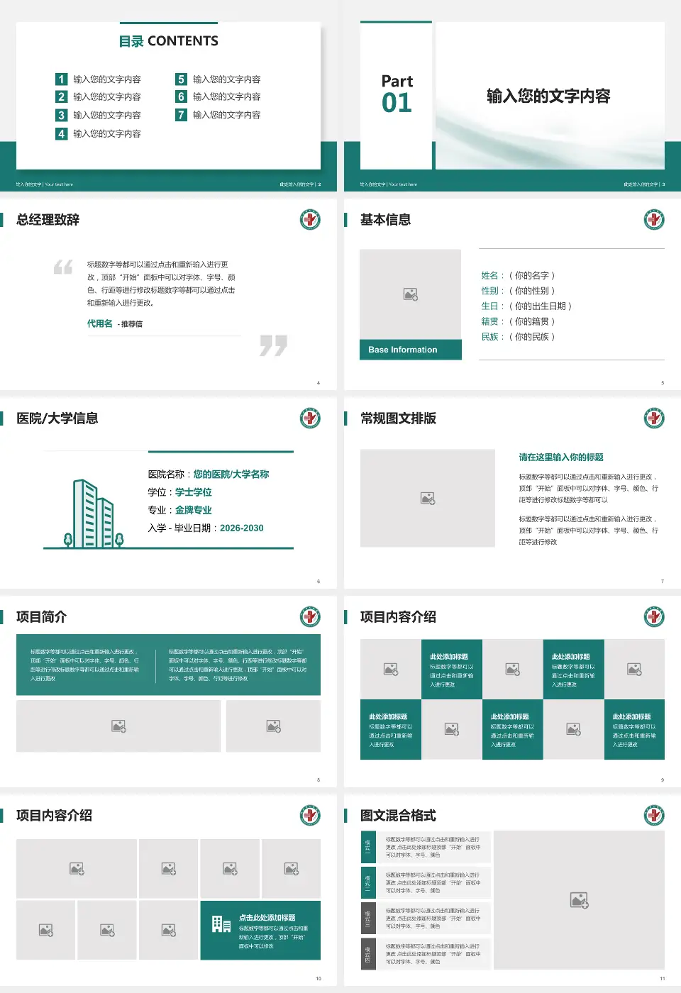 滨州市人民医院个人求职应聘简历PPT模板16:9格式幻灯片预览图2