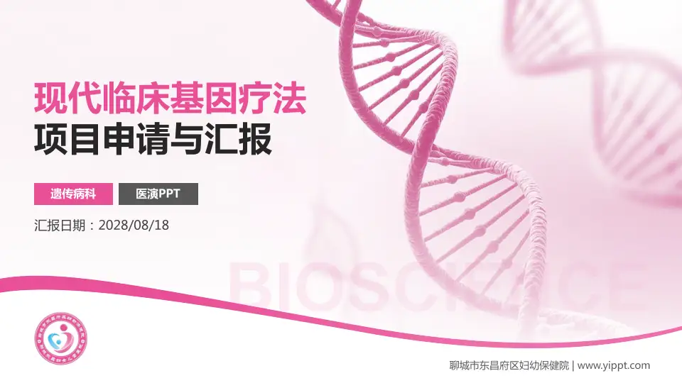 聊城市东昌府区妇幼保健院项目申请与汇报PPT模板16:9格式PPT封面效果预览图