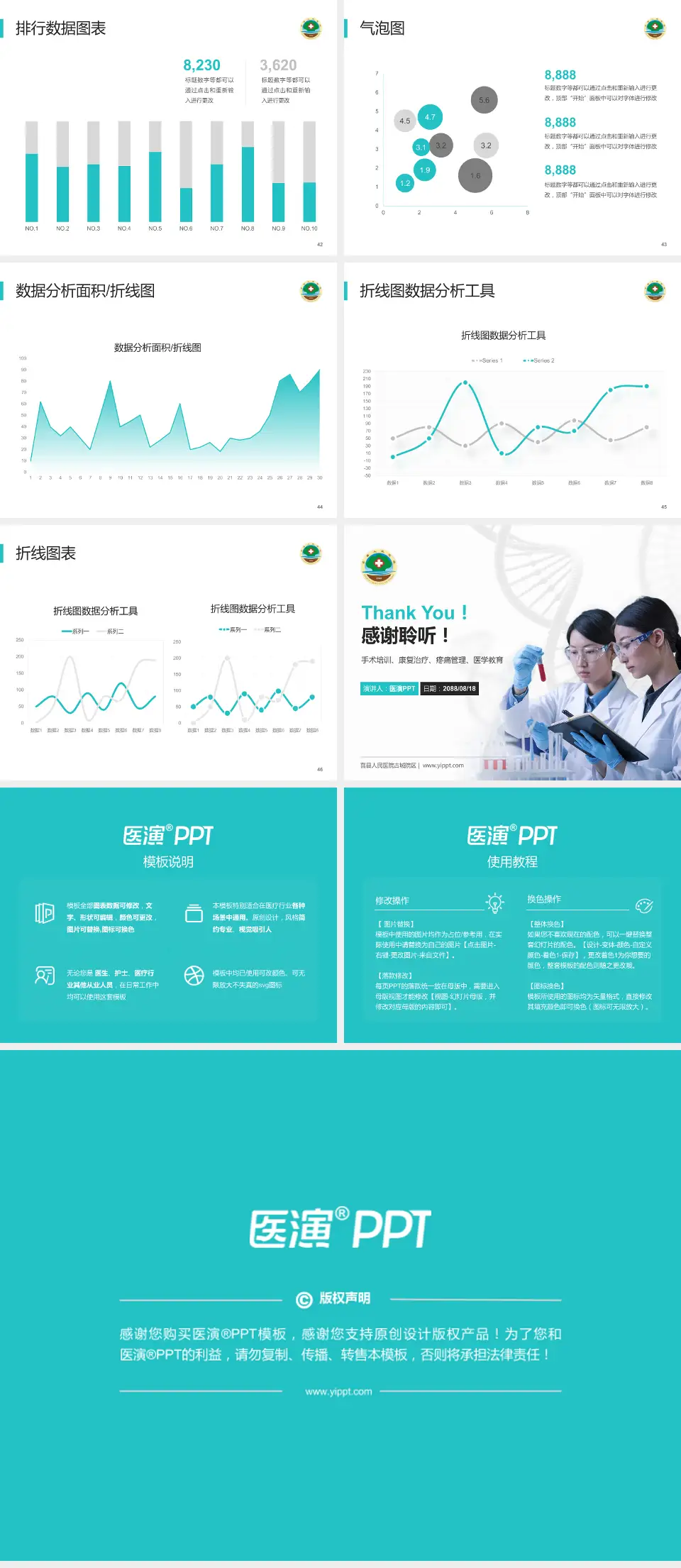 莒县人民医院古城院区科研成果展示PPT模板4:3格式幻灯片预览图6