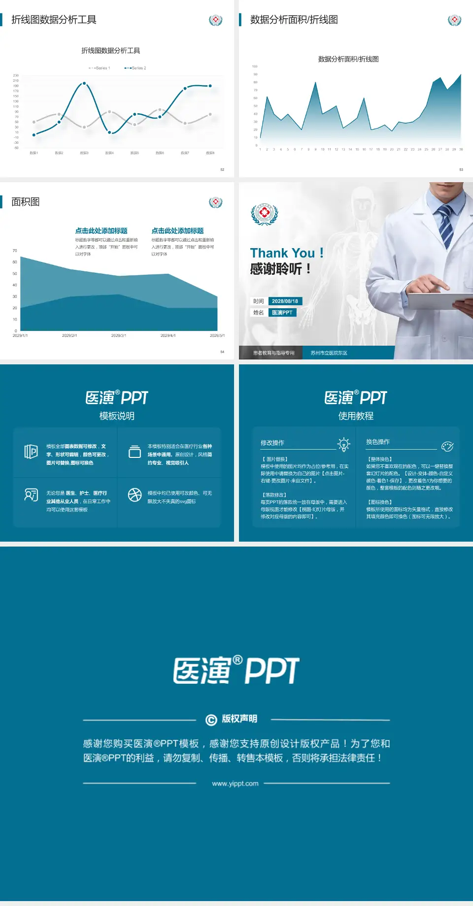苏州市立医院东区患者教育与指导PPT模板4:3格式幻灯片预览图7