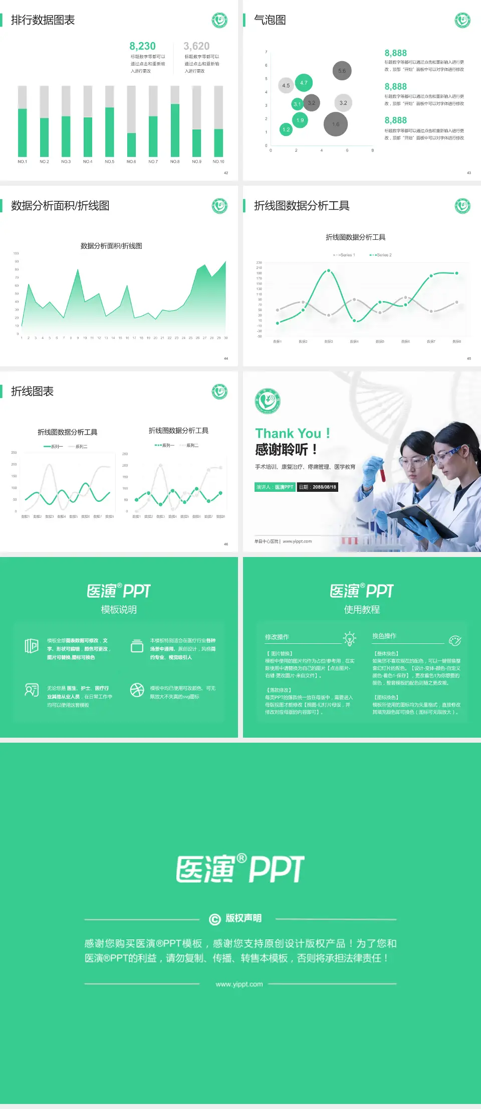 单县中心医院科研成果展示PPT模板4:3格式幻灯片预览图6