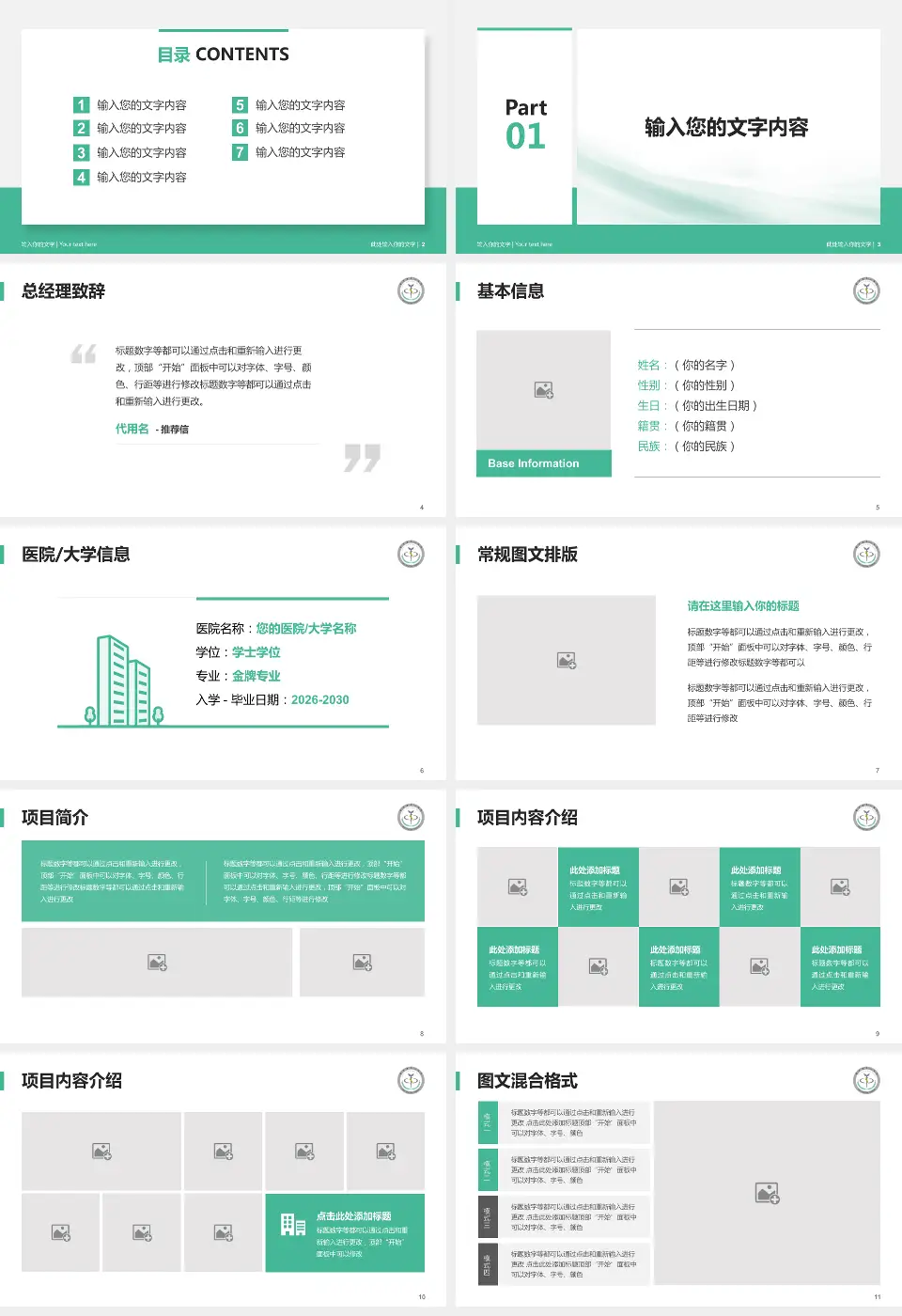 临沂市中心医院个人求职应聘简历PPT模板16:9格式幻灯片预览图2