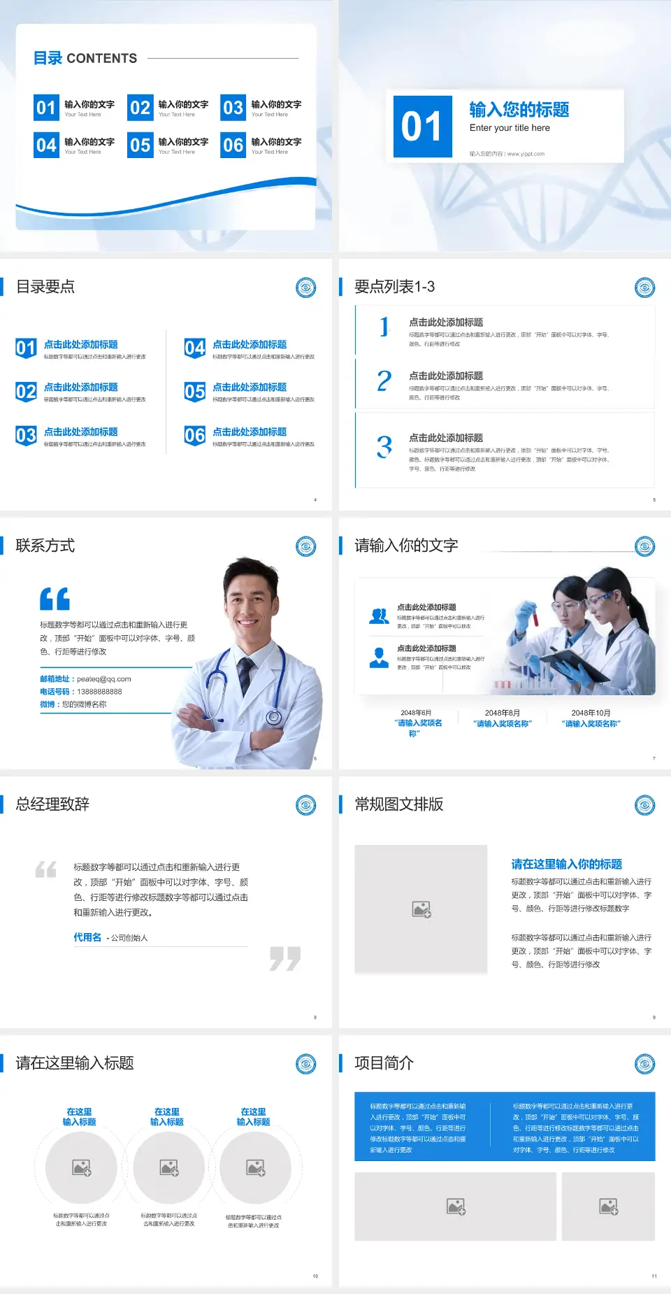 施尔明眼科医院项目申请与汇报PPT模板4:3格式幻灯片预览图2