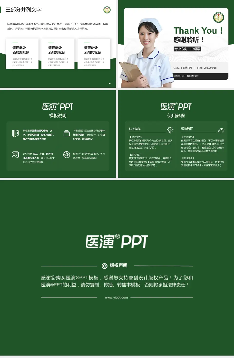 陆军第七十一集团军医院护理专业职业生涯规划PPT模板4:3格式幻灯片预览图6