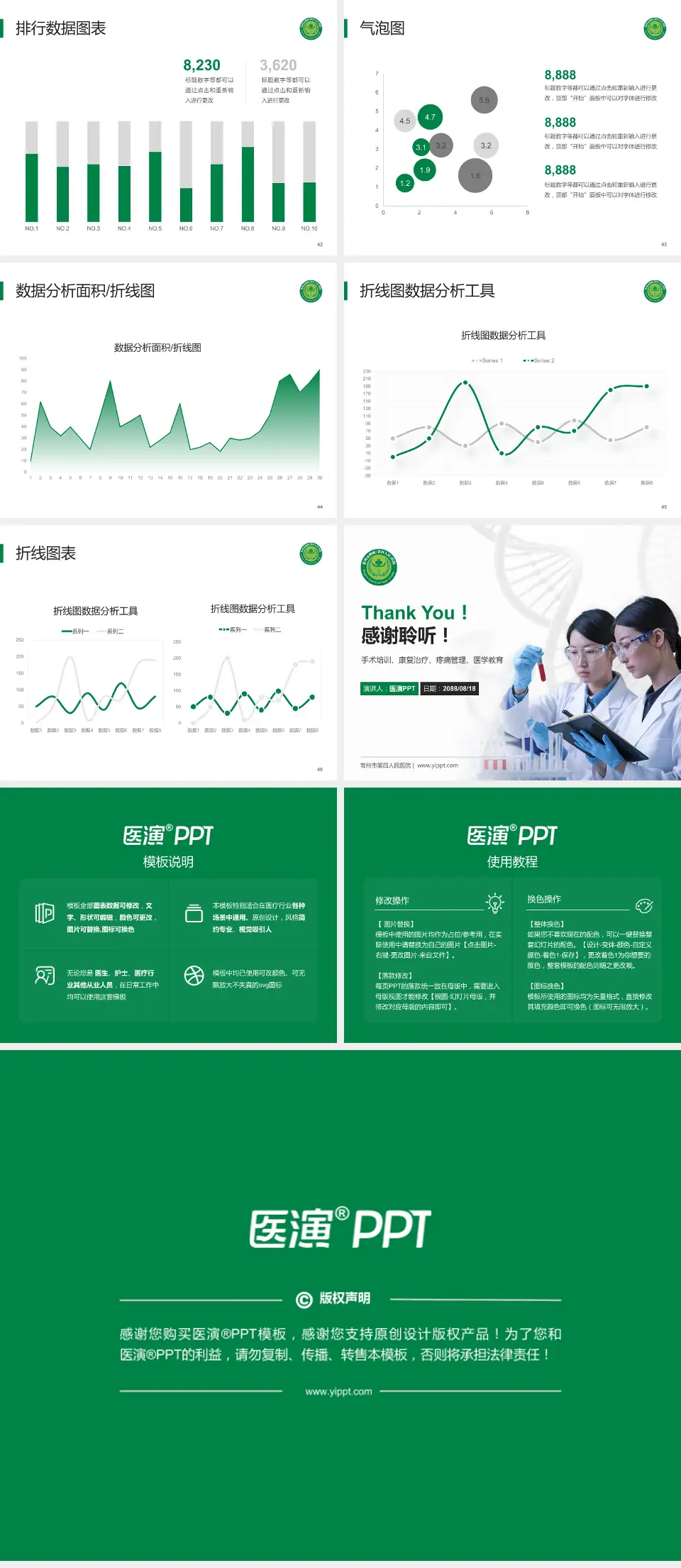 常州市第四人民医院科研成果展示PPT模板4:3格式幻灯片预览图6