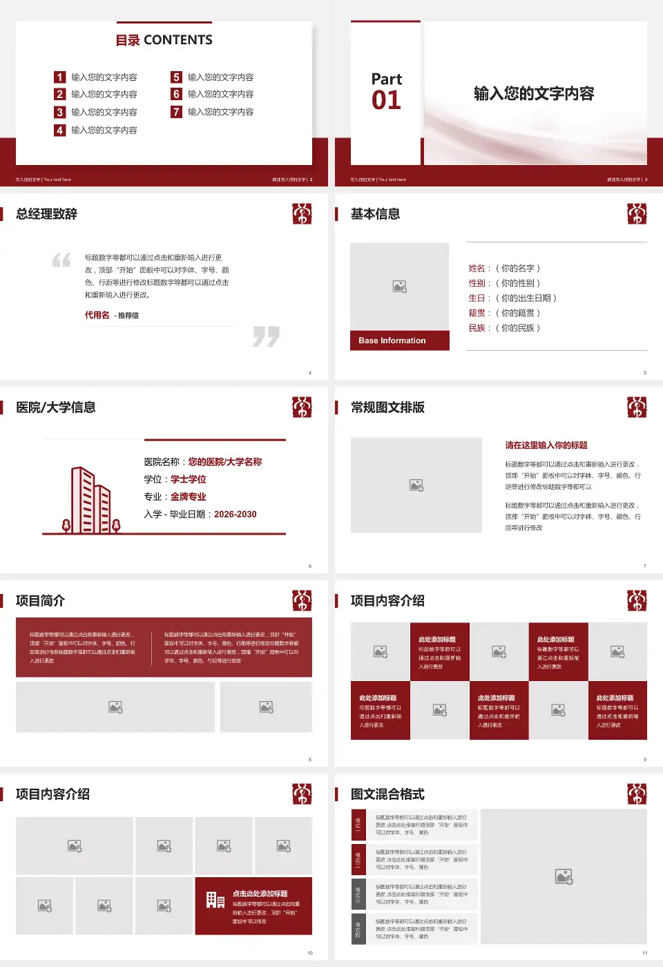 常州市中医医院个人求职应聘简历PPT模板16:9格式幻灯片预览图2