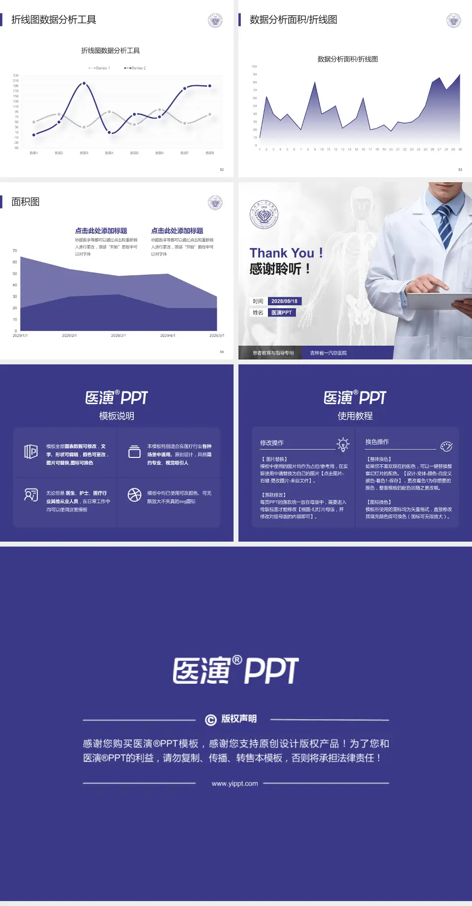 吉林省一汽总医院患者教育与指导PPT模板4:3格式幻灯片预览图7