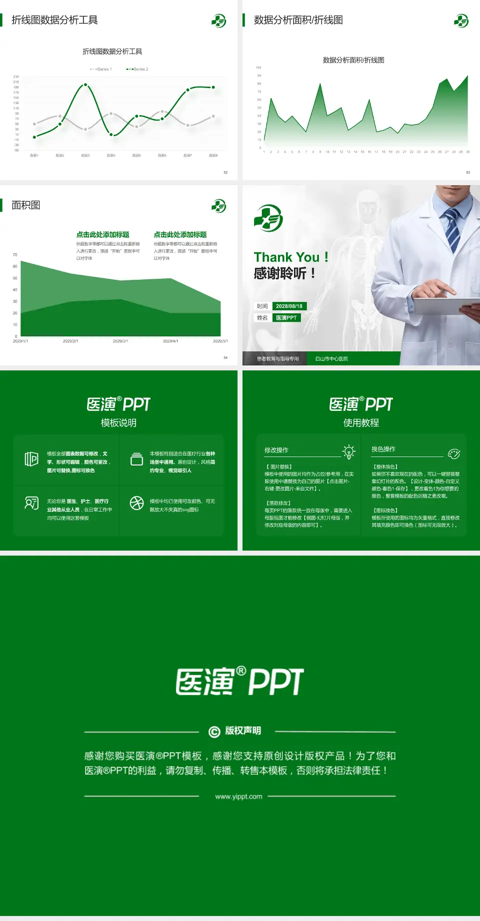 白山市中心医院患者教育与指导PPT模板4:3格式幻灯片预览图7