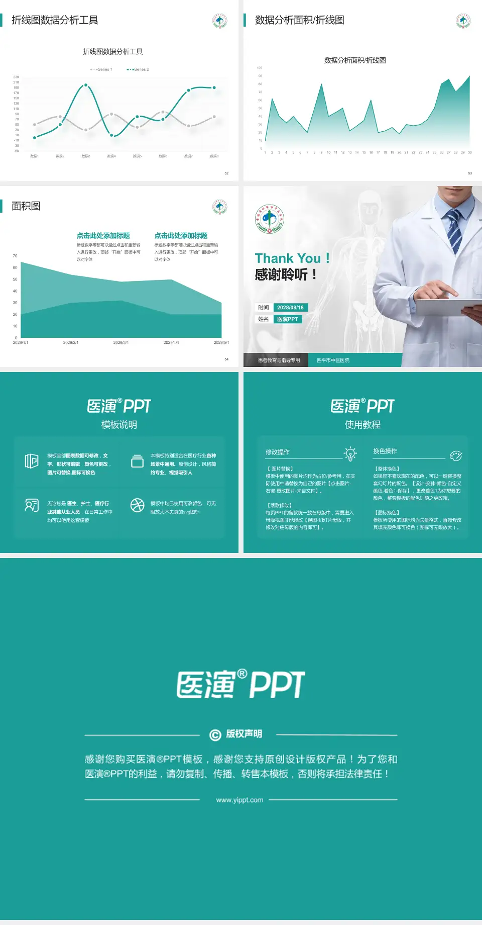 四平市中医医院患者教育与指导PPT模板4:3格式幻灯片预览图7
