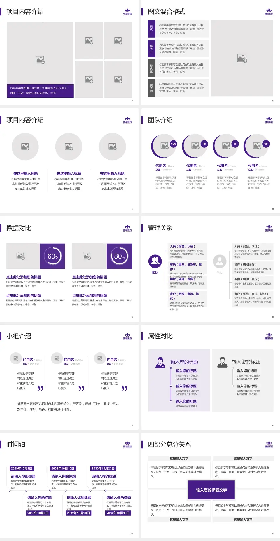 南京明基医院科室介绍与推广PPT模板4:3格式幻灯片预览图3