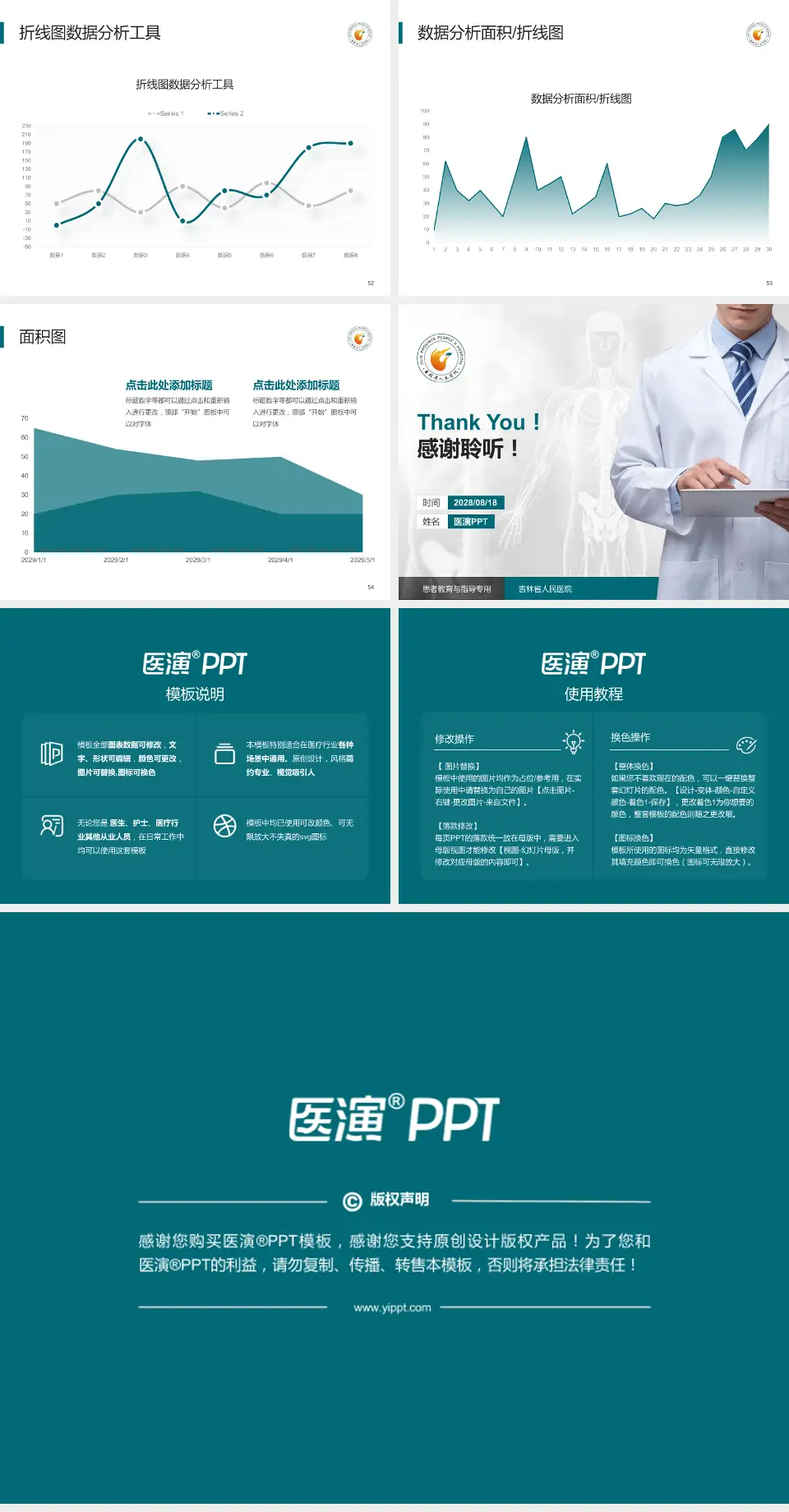 吉林省人民医院患者教育与指导PPT模板4:3格式幻灯片预览图7