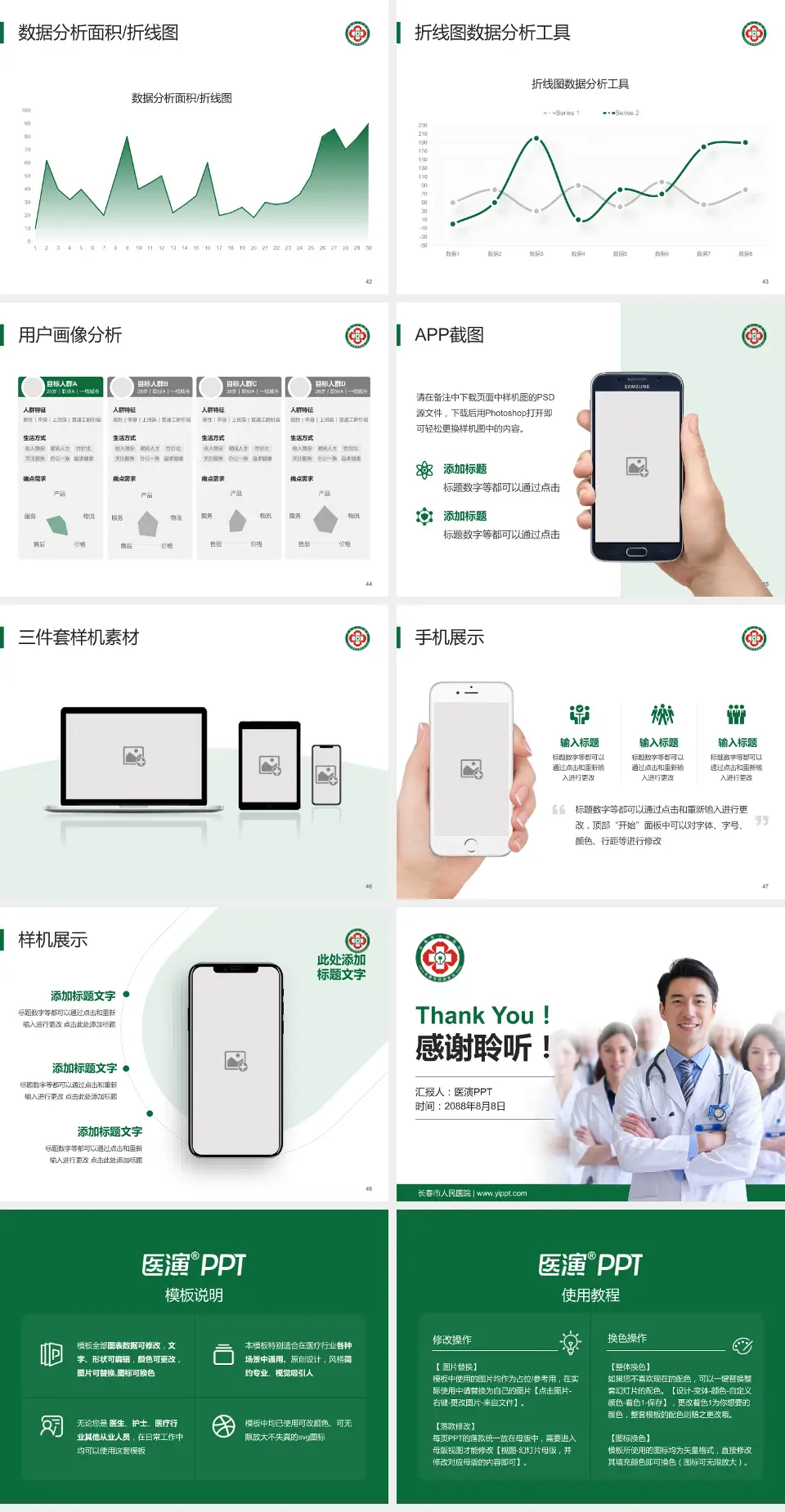 长春市人民医院科室介绍与推广PPT模板4:3格式幻灯片预览图6