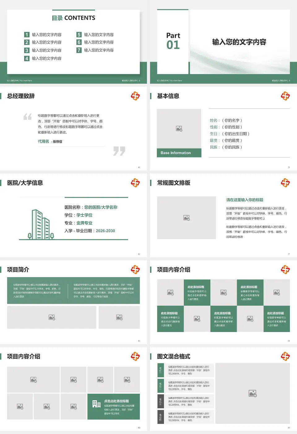长春市儿童医院个人求职应聘简历PPT模板16:9格式幻灯片预览图2