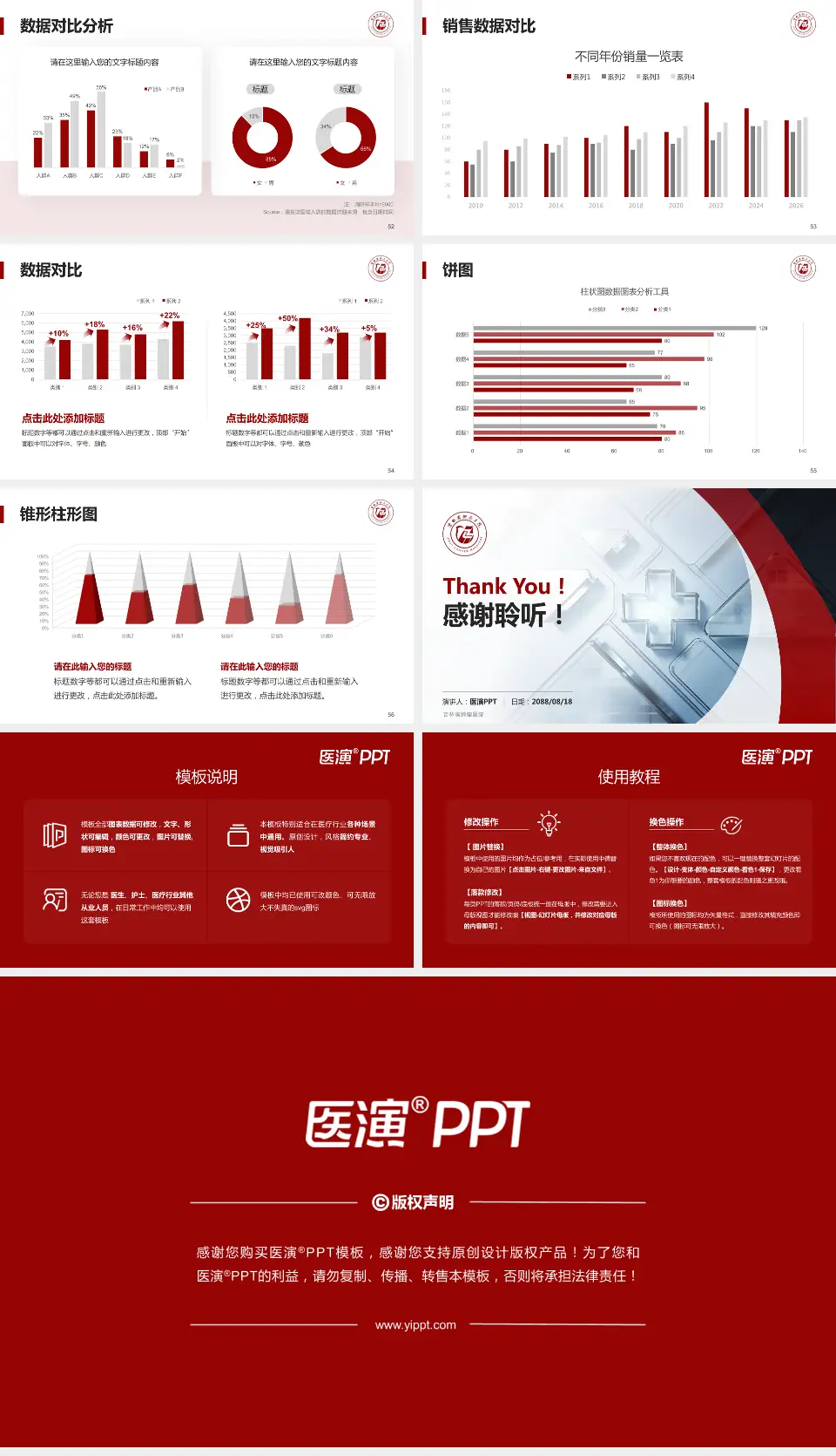吉林省肿瘤医院医疗行业比赛专用PPT模板16:9格式幻灯片预览图7