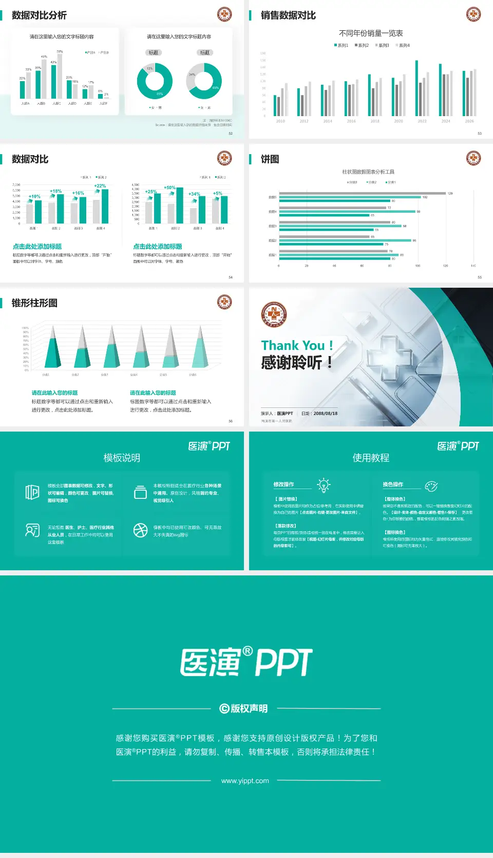 南通市第一人民医院医疗行业比赛专用PPT模板16:9格式幻灯片预览图7
