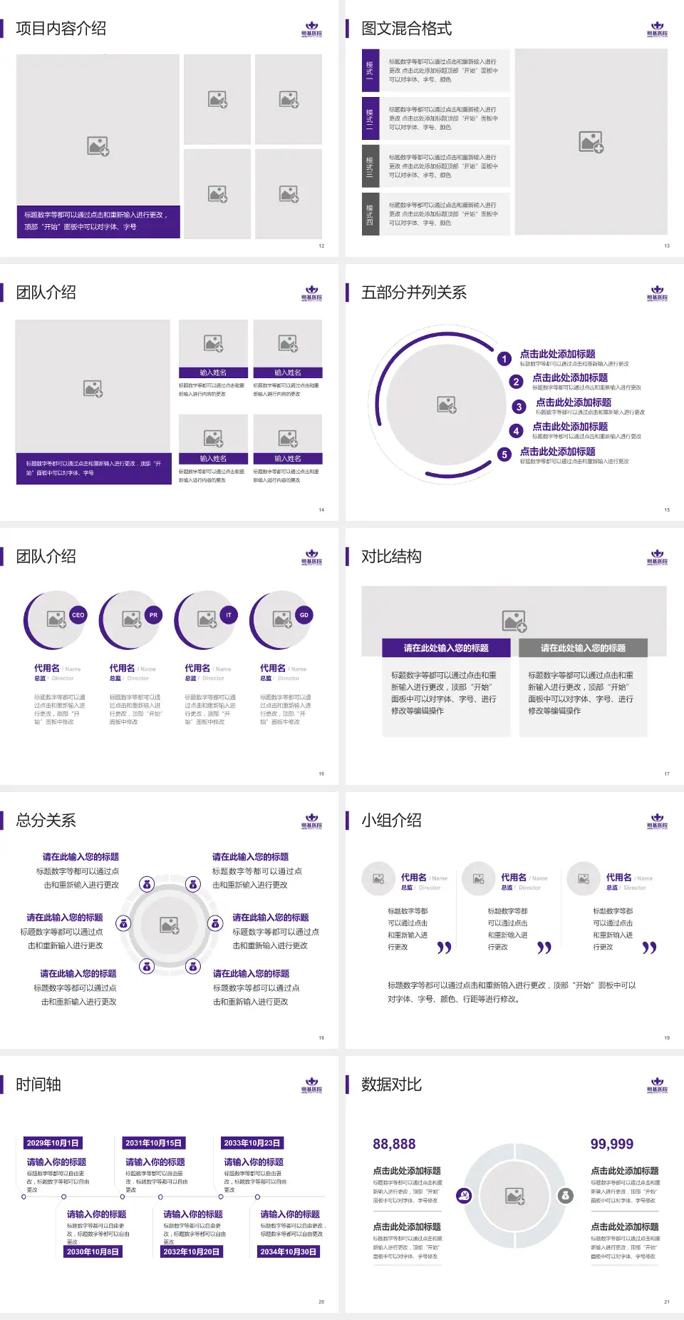 南京明基医院医疗知识普及PPT模板4:3格式幻灯片预览图3