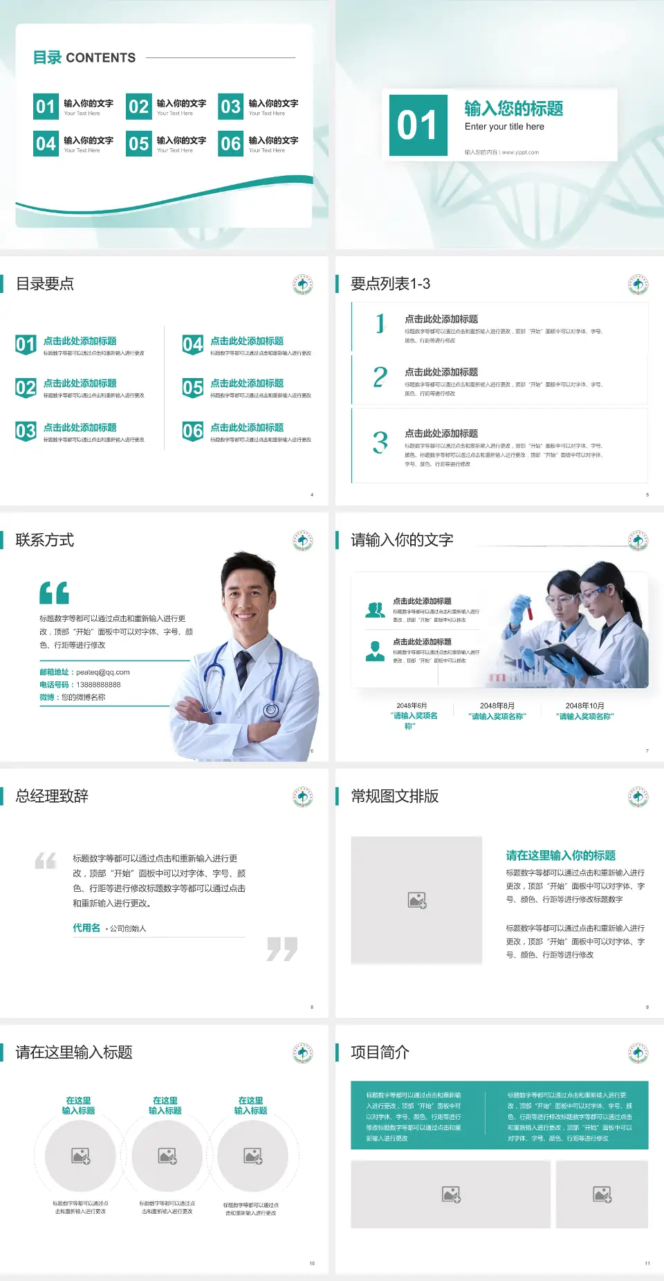 四平市中医医院项目申请与汇报PPT模板4:3格式幻灯片预览图2