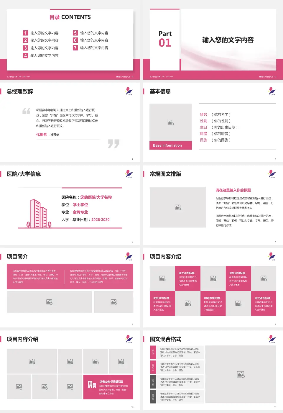 南京市儿童医院个人求职应聘简历PPT模板16:9格式幻灯片预览图2
