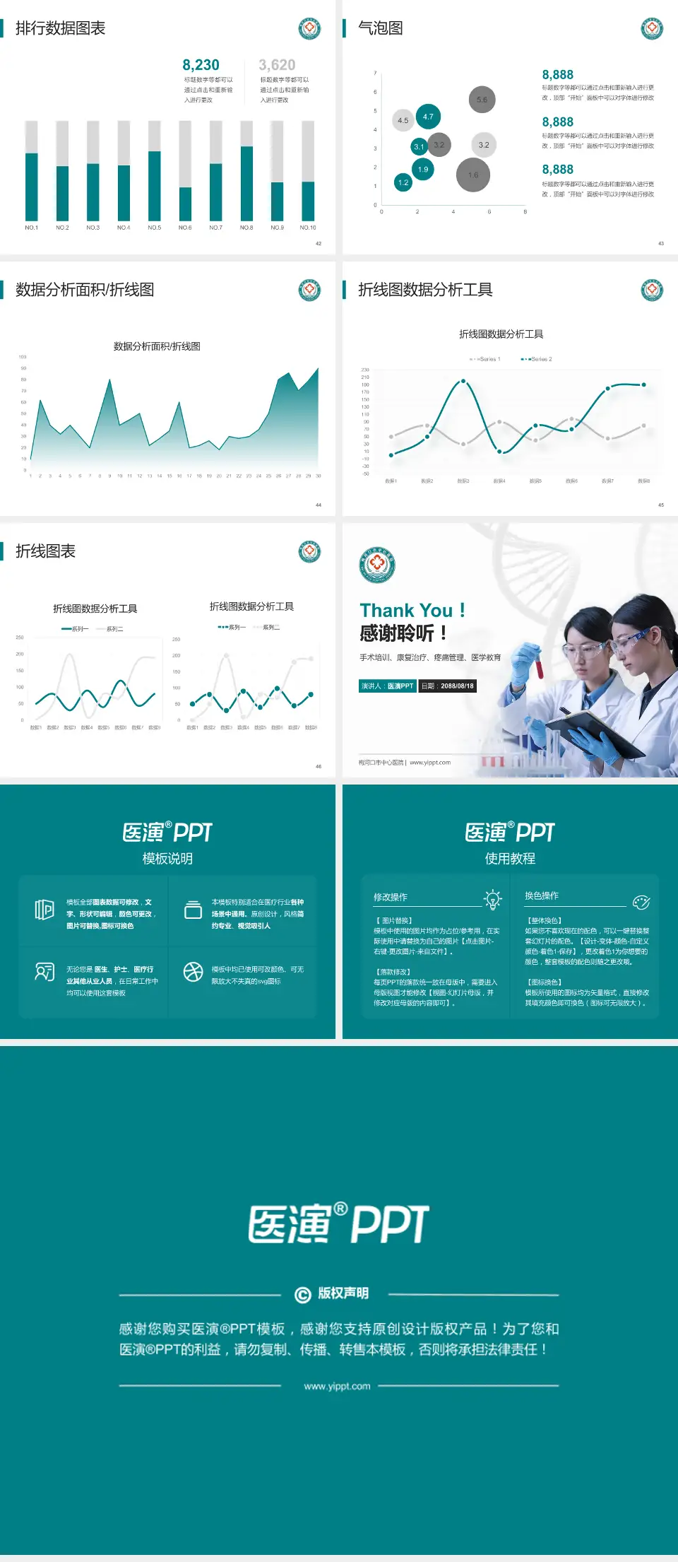 梅河口市中心医院科研成果展示PPT模板4:3格式幻灯片预览图6