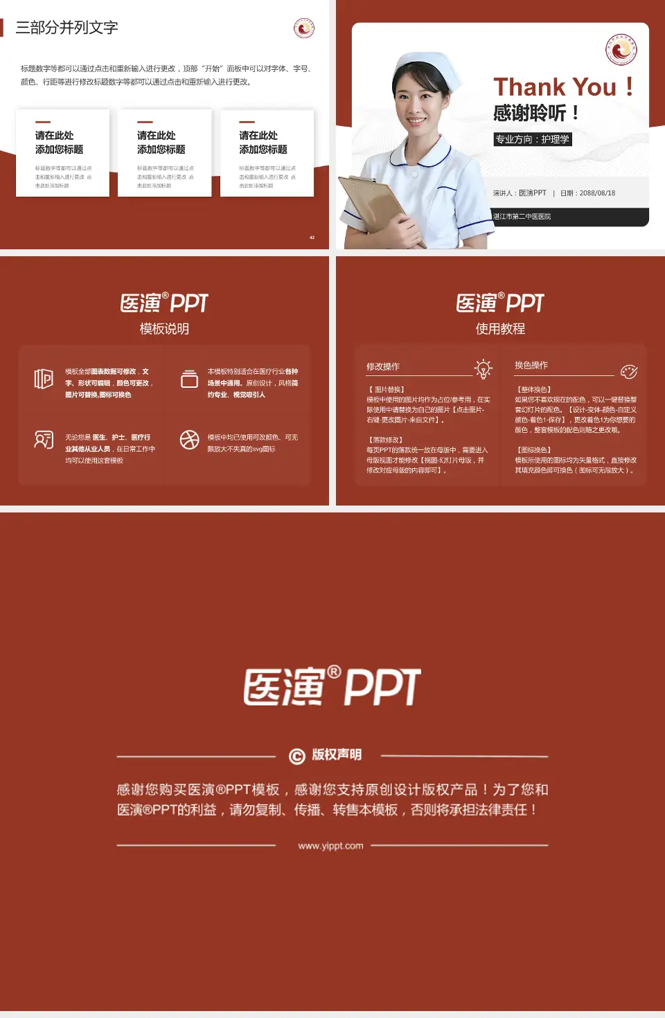 湛江市第二中医医院护理专业职业生涯规划PPT模板4:3格式幻灯片预览图6