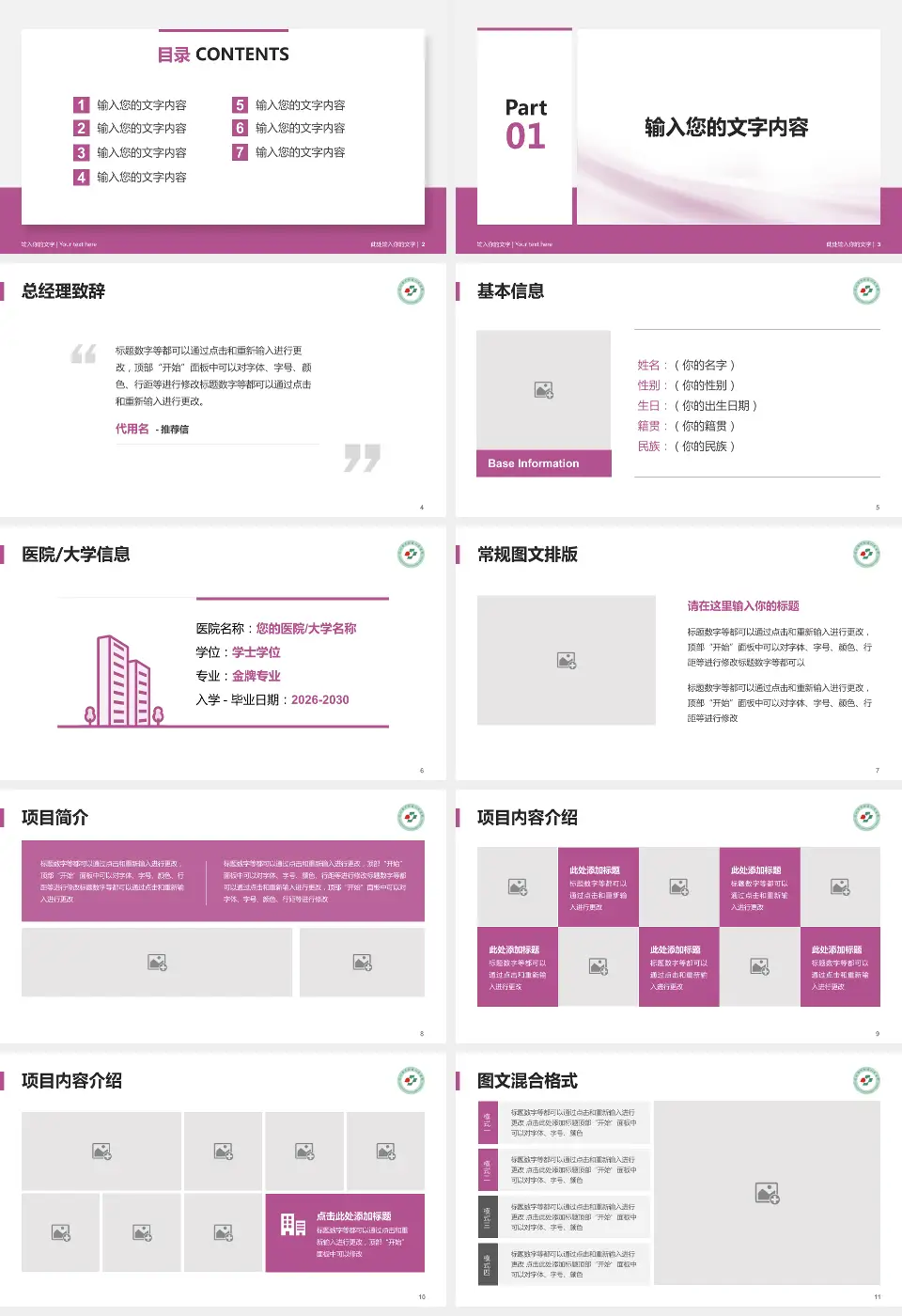 深圳市罗湖区人民医院个人求职应聘简历PPT模板16:9格式幻灯片预览图2