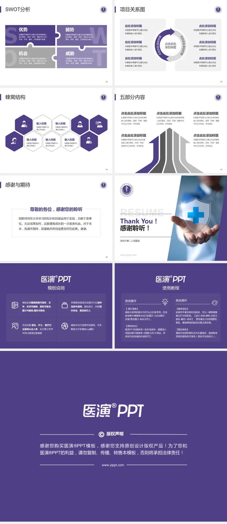 深圳市第二人民医院个人求职应聘简历PPT模板4:3格式幻灯片预览图4