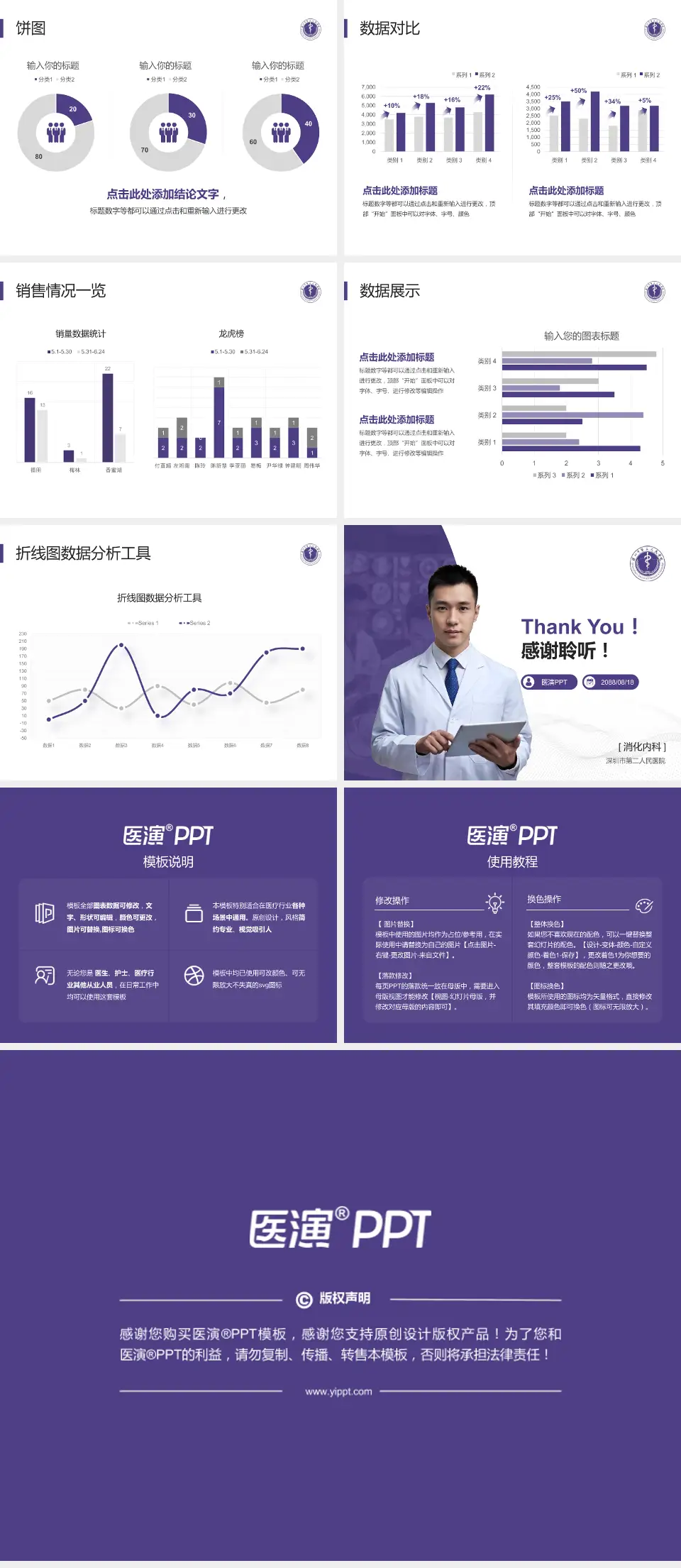 深圳市第二人民医院病例分享与讨论PPT模板4:3格式幻灯片预览图4