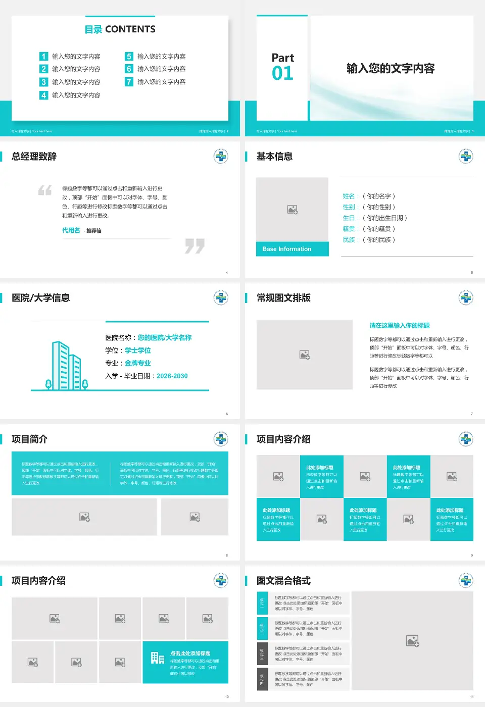深圳市第三人民医院个人求职应聘简历PPT模板16:9格式幻灯片预览图2