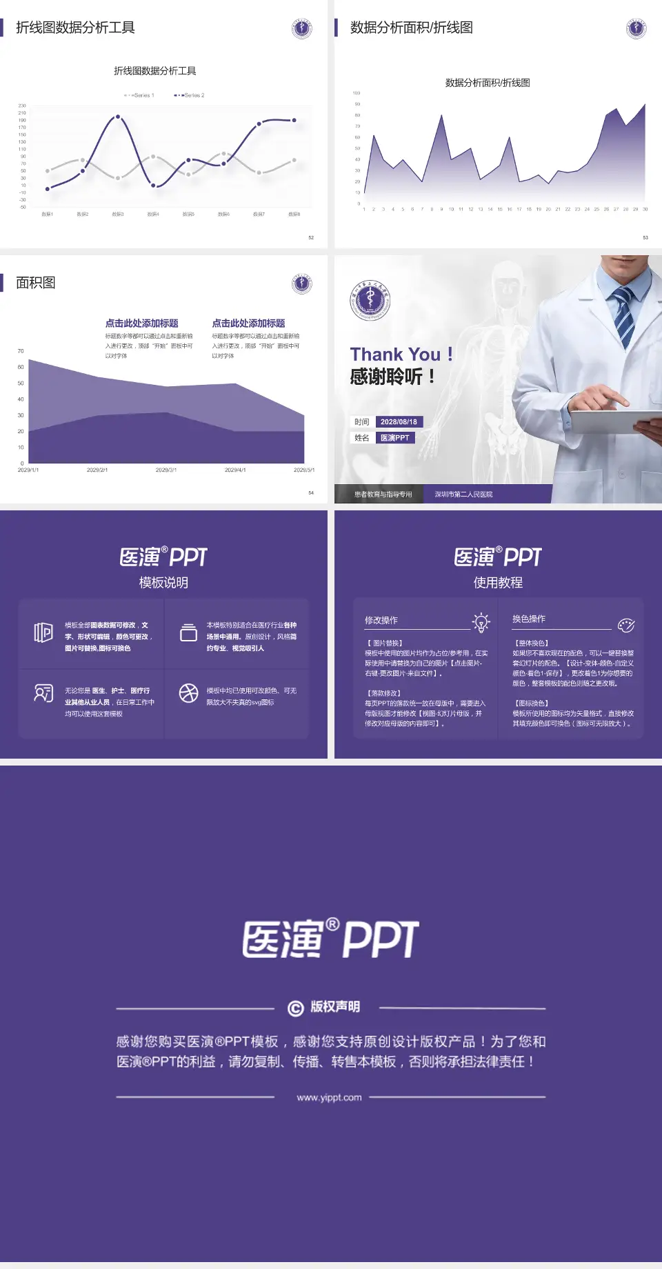 深圳市第二人民医院患者教育与指导PPT模板4:3格式幻灯片预览图7