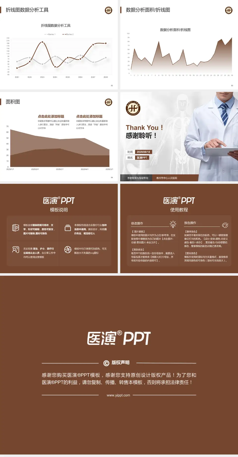 惠州市中心人民医院患者教育与指导PPT模板4:3格式幻灯片预览图7